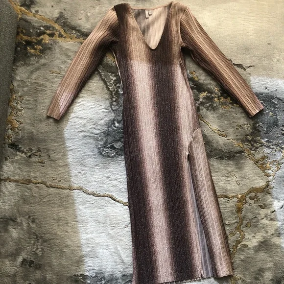 Zara Metallic Striped Midi Dress
